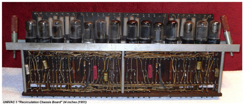 UNIVAC I recirculation chassis board used in mercury delay-line memory systems